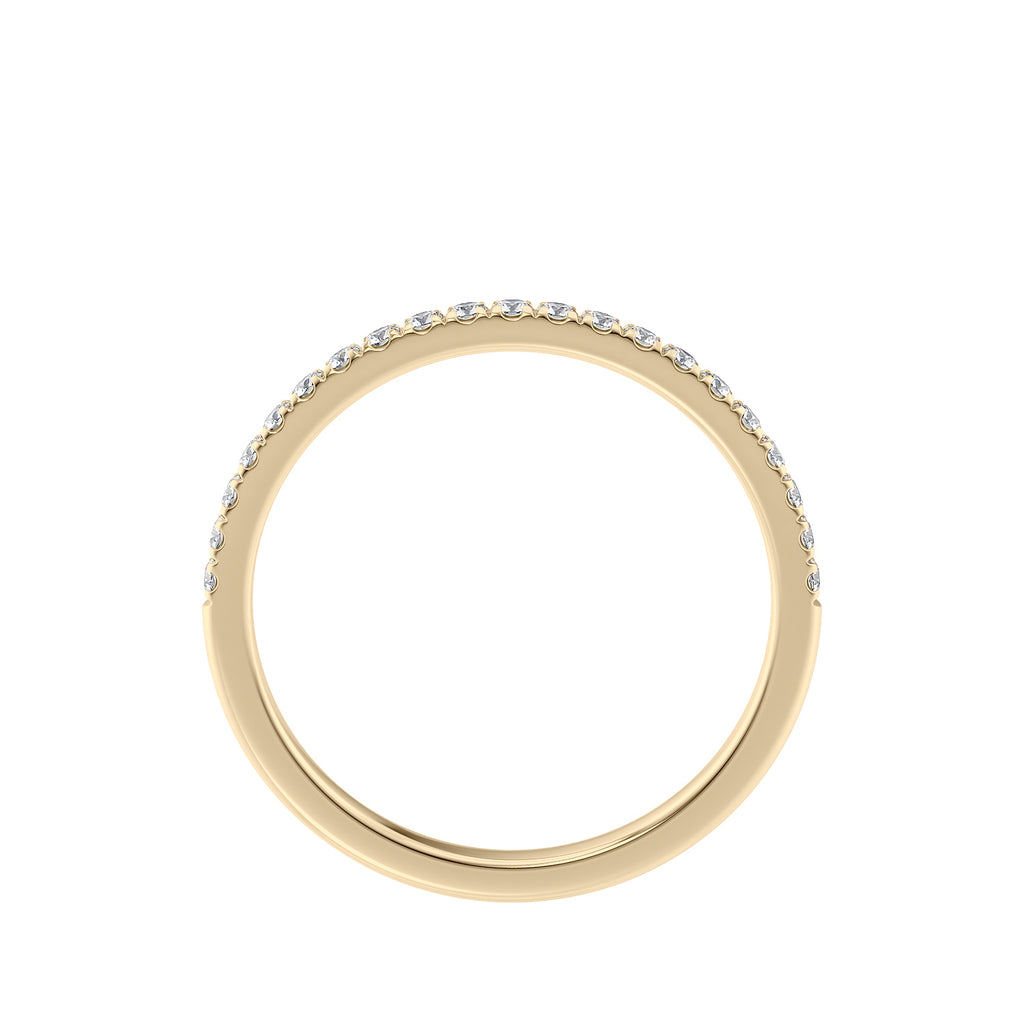 Lab grown diamond 2mm wedding ring 18ct yellow gold side view.