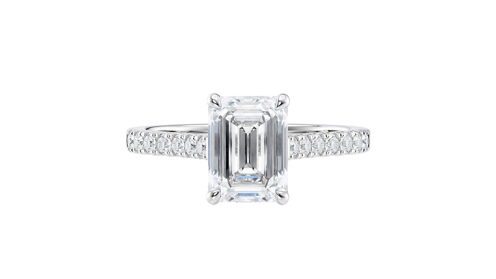 Emerald Cut Solitaire Classic Diamond Band Engagement Ring