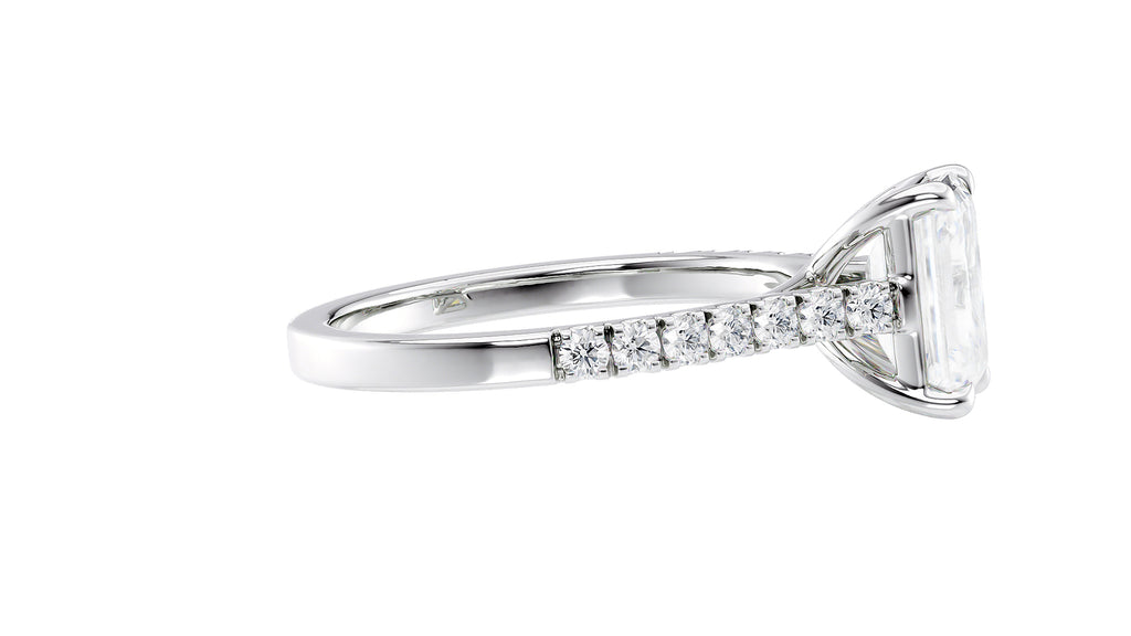 Emerald Cut Solitaire Classic Diamond Band Engagement Ring