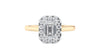 Emerald Cut Halo Plain Band Diamond Engagement Ring