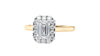 Emerald Cut Halo Plain Band Diamond Engagement Ring