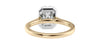 Emerald Cut Halo Plain Band Diamond Engagement Ring