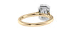 Emerald Cut Halo Plain Band Diamond Engagement Ring