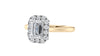 Emerald Cut Halo Plain Band Diamond Engagement Ring
