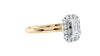Emerald Cut Halo Plain Band Diamond Engagement Ring