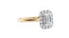 Emerald Cut Halo Plain Band Diamond Engagement Ring