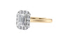 Emerald Cut Halo Plain Band Diamond Engagement Ring