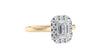 Emerald Cut Halo Plain Band Diamond Engagement Ring