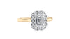 Emerald Cut Halo Plain Band Diamond Engagement Ring