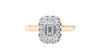Emerald Cut Halo Plain Band Diamond Engagement Ring