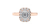 Emerald Cut Halo Plain Band Diamond Engagement Ring