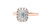 Emerald Cut Halo Plain Band Diamond Engagement Ring