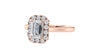 Emerald Cut Halo Plain Band Diamond Engagement Ring