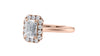 Emerald Cut Halo Plain Band Diamond Engagement Ring