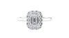 Emerald Cut Halo Plain Band Diamond Engagement Ring