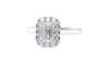 Emerald Cut Halo Plain Band Diamond Engagement Ring