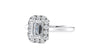 Emerald Cut Halo Plain Band Diamond Engagement Ring