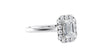 Emerald Cut Halo Plain Band Diamond Engagement Ring