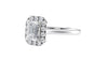 Emerald Cut Halo Plain Band Diamond Engagement Ring