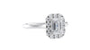 Emerald Cut Halo Plain Band Diamond Engagement Ring