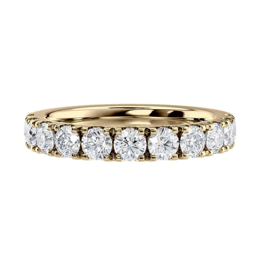 Laboratory grown diamond wedding-eternity ring 18ct yellow gold front view.