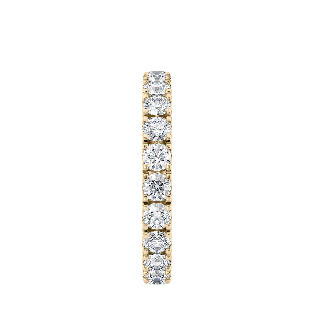 Lab grown diamond full set band 18ct gold end view.