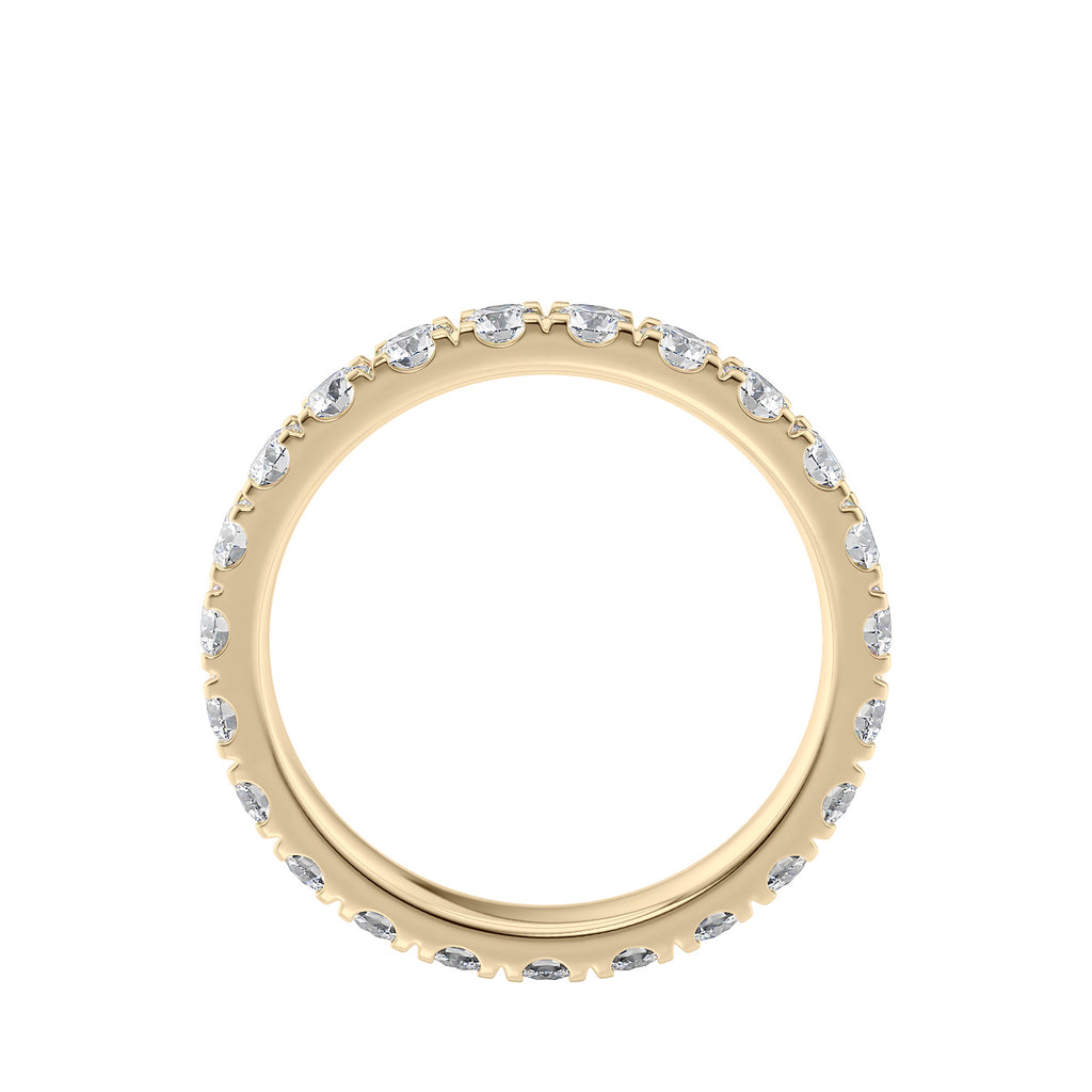 Lab grown diamond full set band 18ct gold side view.