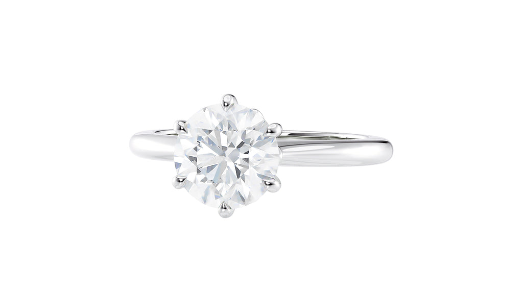 Round Solitaire 6 Claw Diamond Engagement Ring