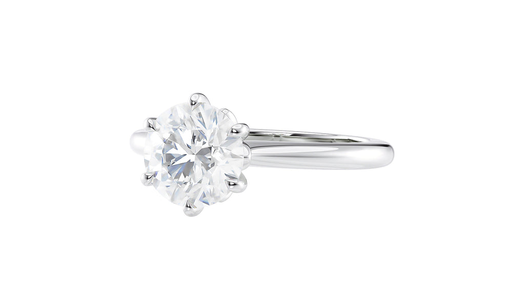 Round Solitaire 6 Claw Diamond Engagement Ring