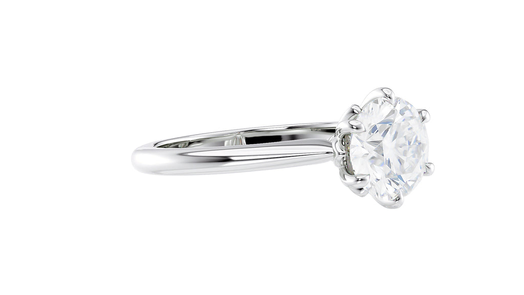 Round Solitaire 6 Claw Diamond Engagement Ring