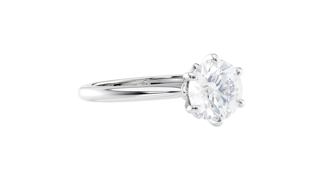 Round Solitaire 6 Claw Diamond Engagement Ring