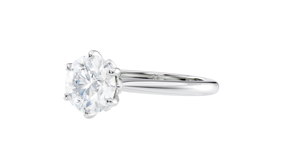 Round Solitaire 6 Claw Diamond Engagement Ring