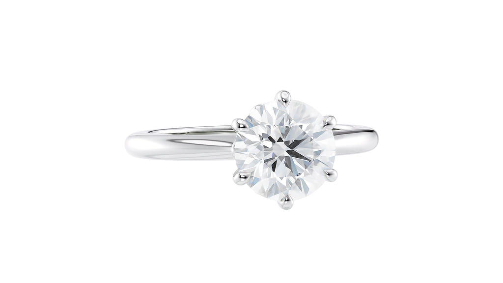 Round Solitaire 6 Claw Diamond Engagement Ring