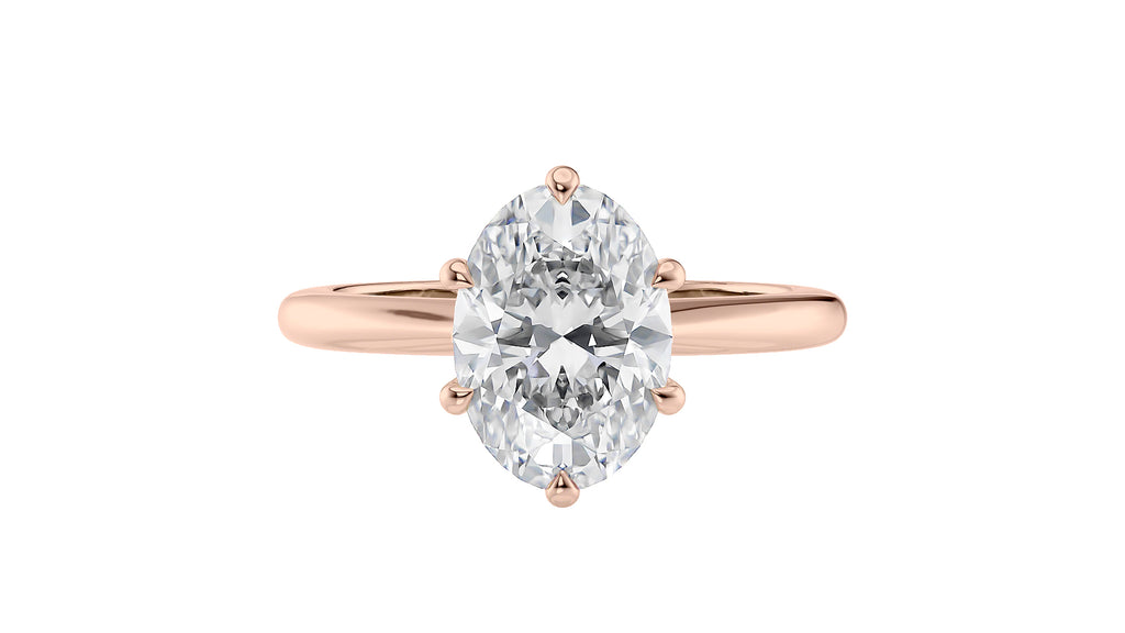Oval Solitaire 6 Claw Diamond Engagement Ring