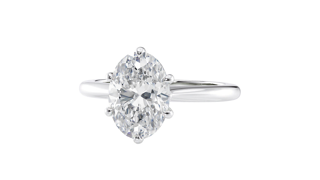 Oval Solitaire 6 Claw Diamond Engagement Ring