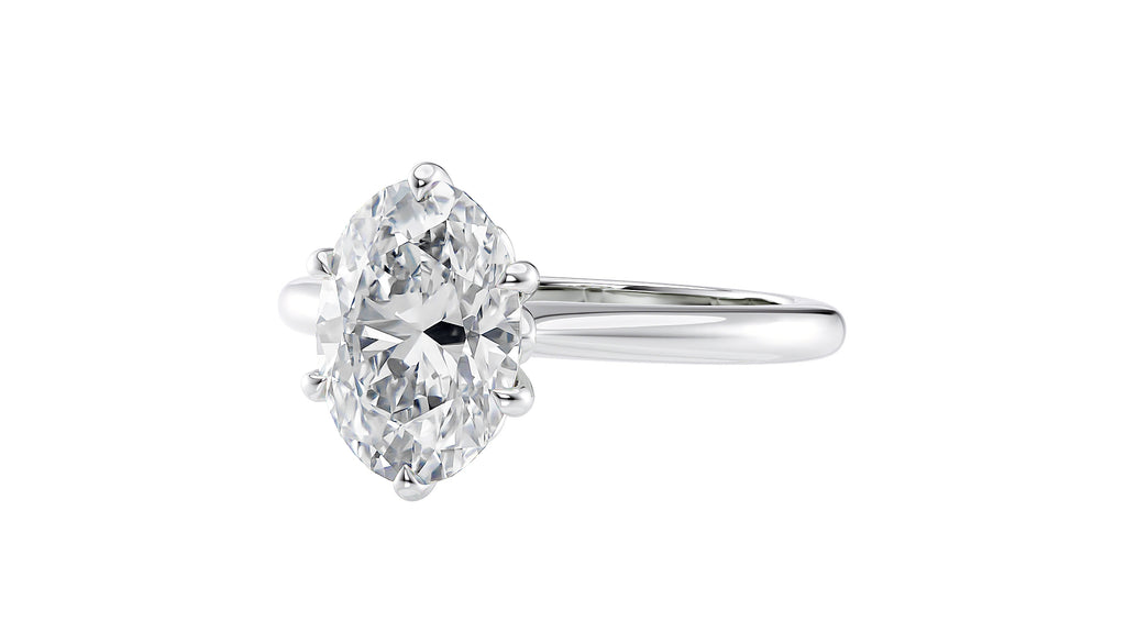 Oval Solitaire 6 Claw Diamond Engagement Ring
