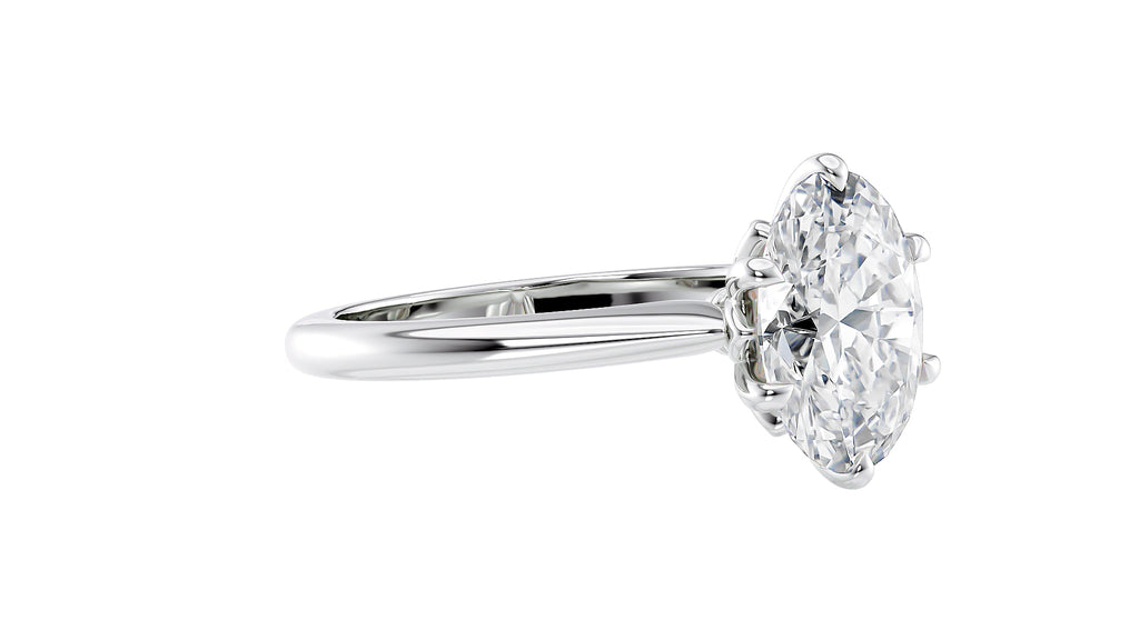 Oval Solitaire 6 Claw Diamond Engagement Ring