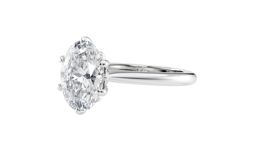 Oval Solitaire 6 Claw Diamond Engagement Ring