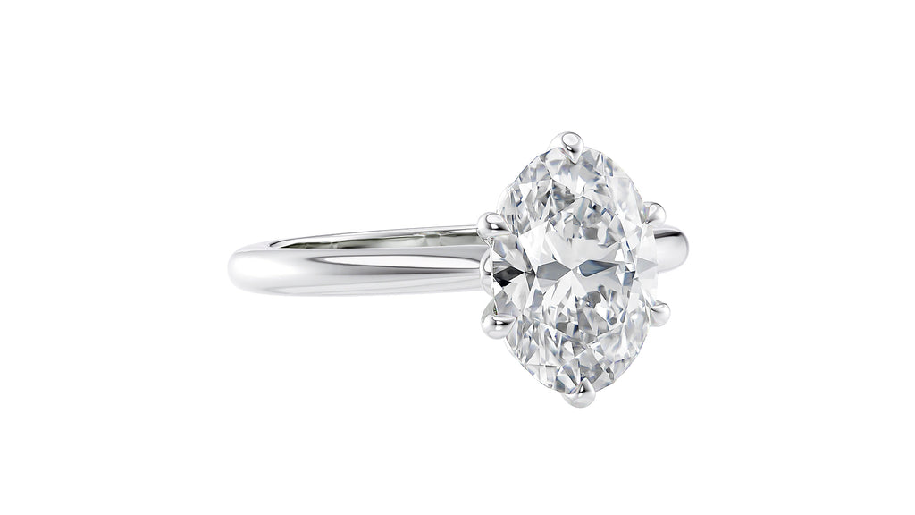 Oval Solitaire 6 Claw Diamond Engagement Ring