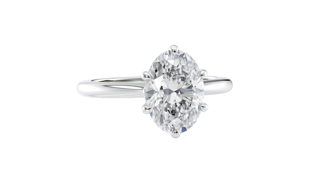 Oval Solitaire 6 Claw Diamond Engagement Ring