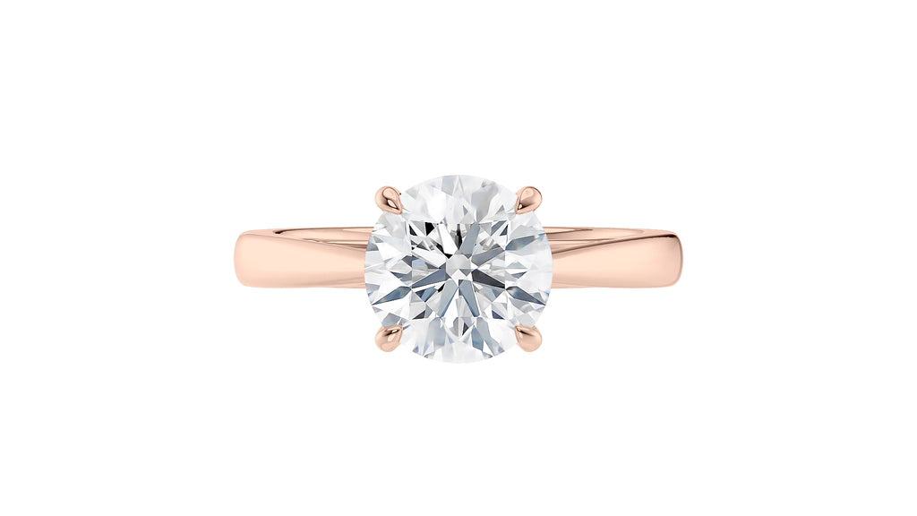 Round Solitaire Tapered Band Diamond Engagement Ring