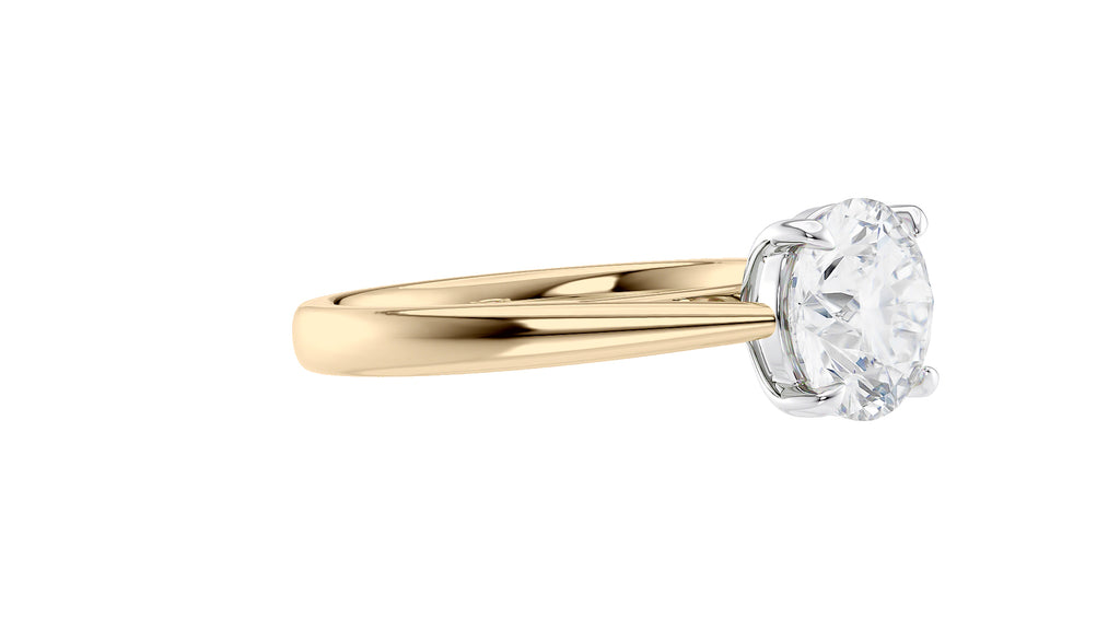 Round Solitaire Tapered Band Diamond Engagement Ring