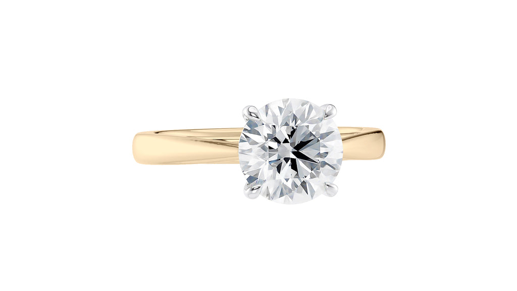 Round Solitaire Tapered Band Diamond Engagement Ring