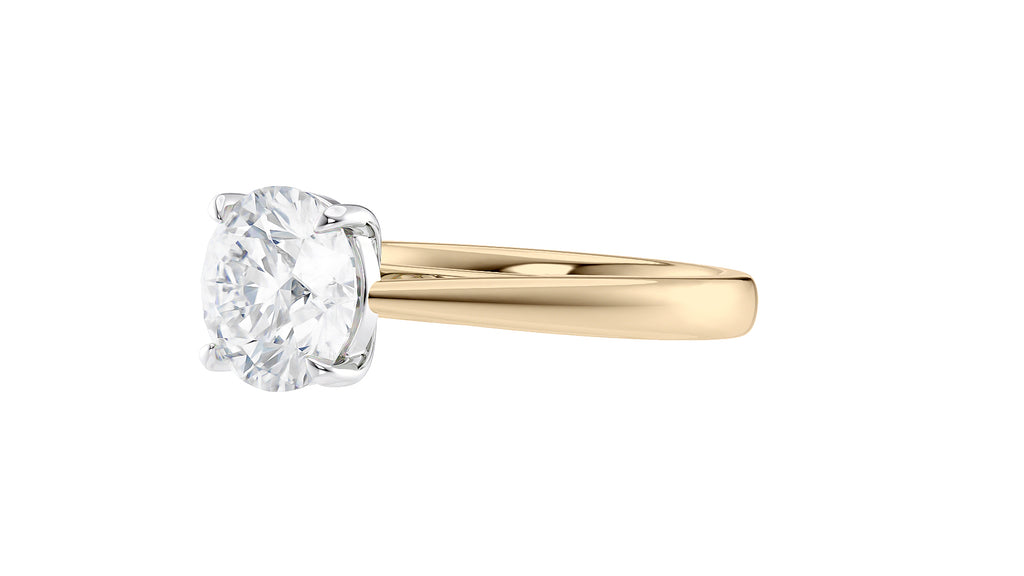 Round Solitaire Tapered Band Diamond Engagement Ring