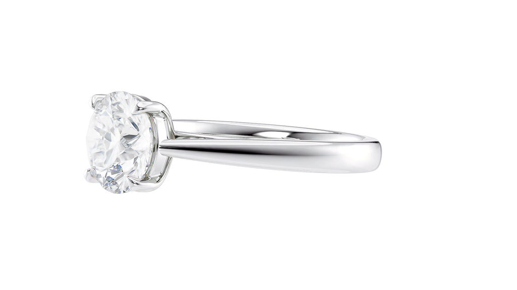 Round Solitaire Tapered Band Diamond Engagement Ring