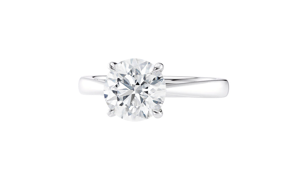 Round Solitaire Tapered Band Diamond Engagement Ring