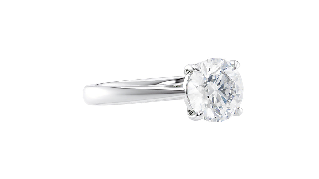 Round Solitaire Tapered Band Diamond Engagement Ring