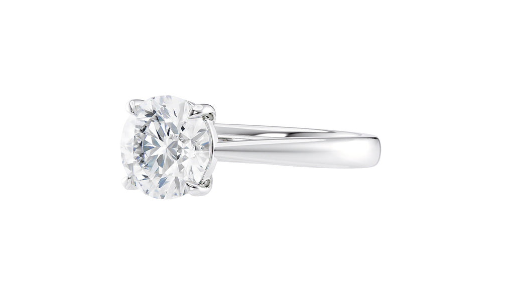 Round Solitaire Tapered Band Diamond Engagement Ring