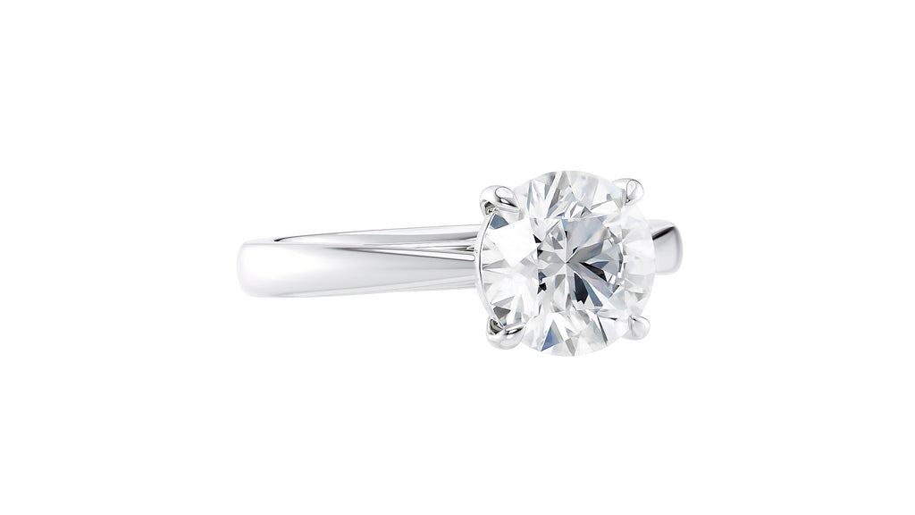 Round Solitaire Tapered Band Diamond Engagement Ring