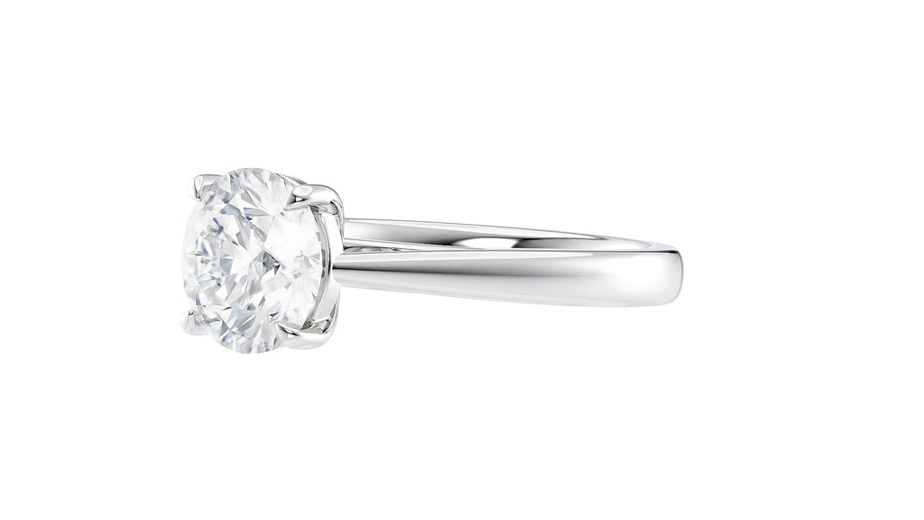 Round Solitaire Tapered Band Diamond Engagement Ring
